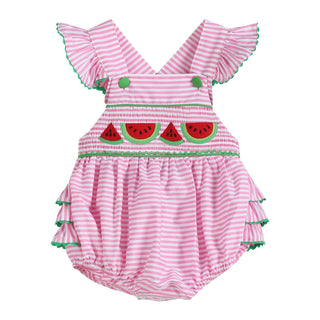 Pink Smocked Watermelon Bubble – Lil Cactus