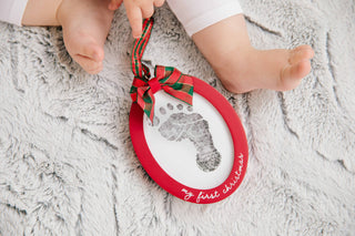 Footprint or Handprint Holiday Photo Ornament with Clean-Touch Ink Pad