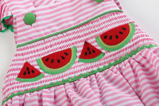 Pink Smocked Watermelon Bubble – Lil Cactus