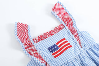 American Flag Gingham Ruffle Dress - Lil Cactus