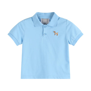 Blue Golf Polo with Puppy Logo - Lil Cactus