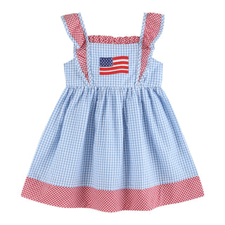 American Flag Gingham Ruffle Dress - Lil Cactus