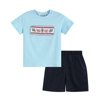 Turtle Smocked Tee and Short Set - Lil Cactus