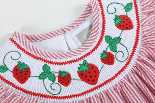 Red Gingham Seersucker Strawberry Bubble – Lil Cactus