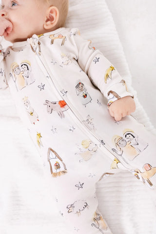 Away In A Manger Footless Christmas Pajamas - Christian Pajamas