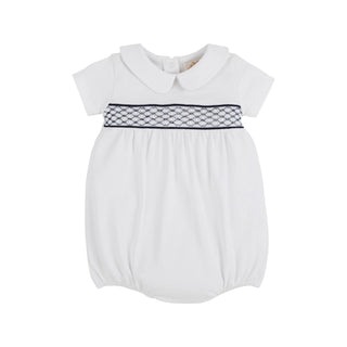 Banbury Smocked Bubble - Worth Avenue White with Nantucket Navy