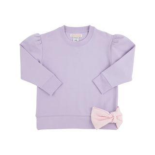 Cassidy Comfy Puff Sleeve Crewneck  with Bow - Lauderdale Lavender/Palm Beach Pink