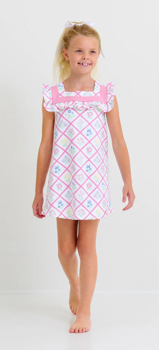 Darla Dress -French Country Floral/Hamptons Hot Pink