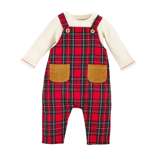 Tartan Plaid Baby Boys Overalls - MudPie