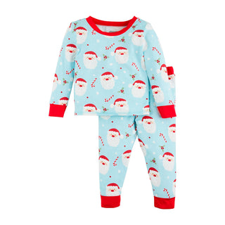 Glow In The Dark Blue Santa Pajamas - Mud Pie