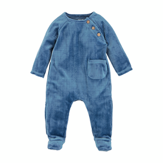 Blue Velour Baby Boy Outfit - Mud Pie