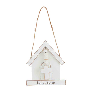 Mud Pie White Church Christmas Ornament