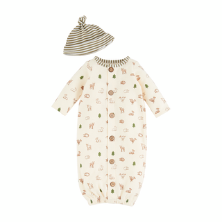 Mud Pie Deer Baby Boy Convertible Gown and Hat