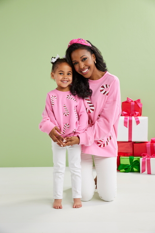 Candy Cane Sparkle Mom & Me Sweatshirt - Mud Pie