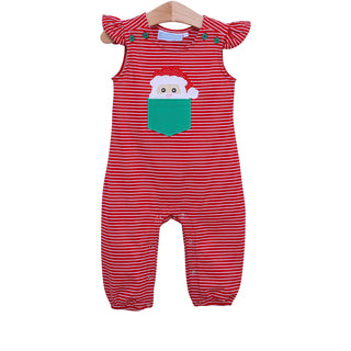 Santa Pocket Girls Christmas Ruffle Romper - Trotter Street