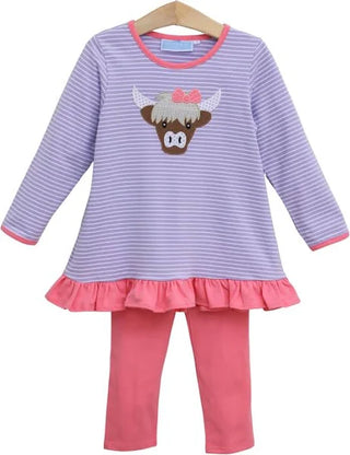 Trotter Street Kids Highland Cow Ruffle Outfit