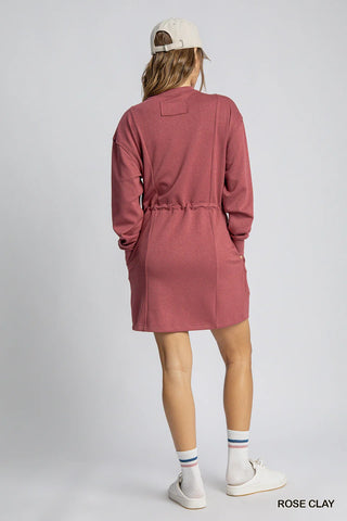 Umgee Buttery Soft Knit Mini Dress - Steel Blue or Rose Clay