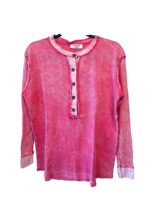 Zenana Fuchsia Waffle Long-Sleeve Top