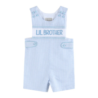 Light Blue Seersucker Lil Brother Smocked Jon Jon - Lil Cactus