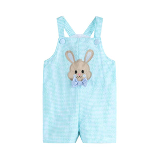 Blue Bow Tie Bunny Applique Romper