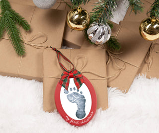 Footprint or Handprint Holiday Photo Ornament with Clean-Touch Ink Pad