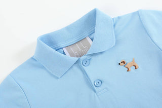 Blue Golf Polo with Puppy Logo - Lil Cactus