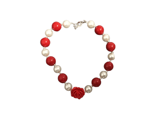 Red and White Rose Bubble Gum Necklace