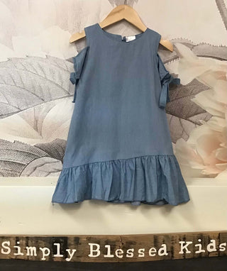 Girls Boutique Denim Cold Shoulder Dress