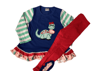 Blue Dinosaur Valentine girls outfit